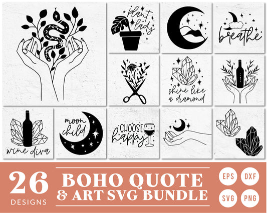 Boho Quote & Clipart SVG Bundle