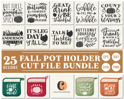 Fall Pot Holder Making SVG Bundle | 25 Pack