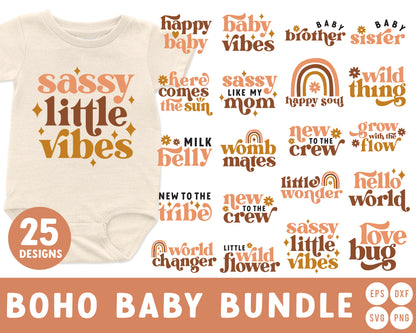 Boho Baby SVG Bundle Cut File for Cricut, Cameo Silhouette | Baby Shower Cut File 