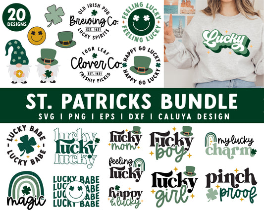 St. Patricks Day SVG Bundle For Cricut, Cameo Silhouette | Shamrock SVG, St Patty SVG, Clover SVG, Lucky SVG