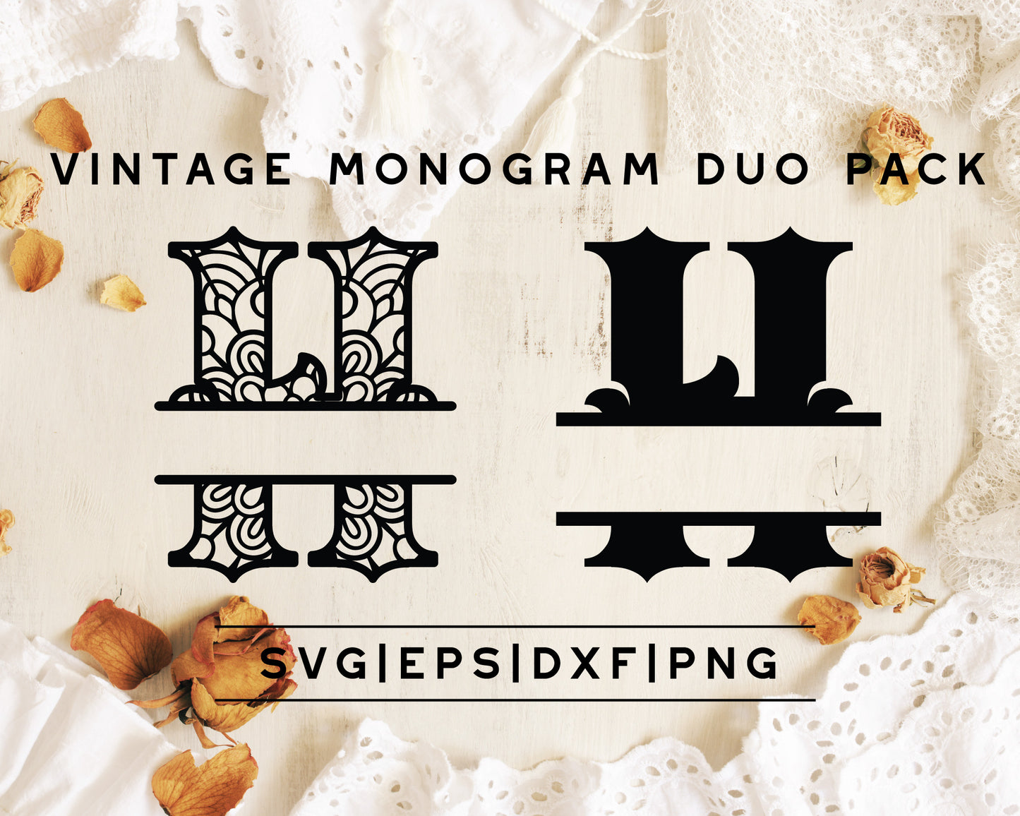 Elegant Vintage Zentangle Monogram SVG