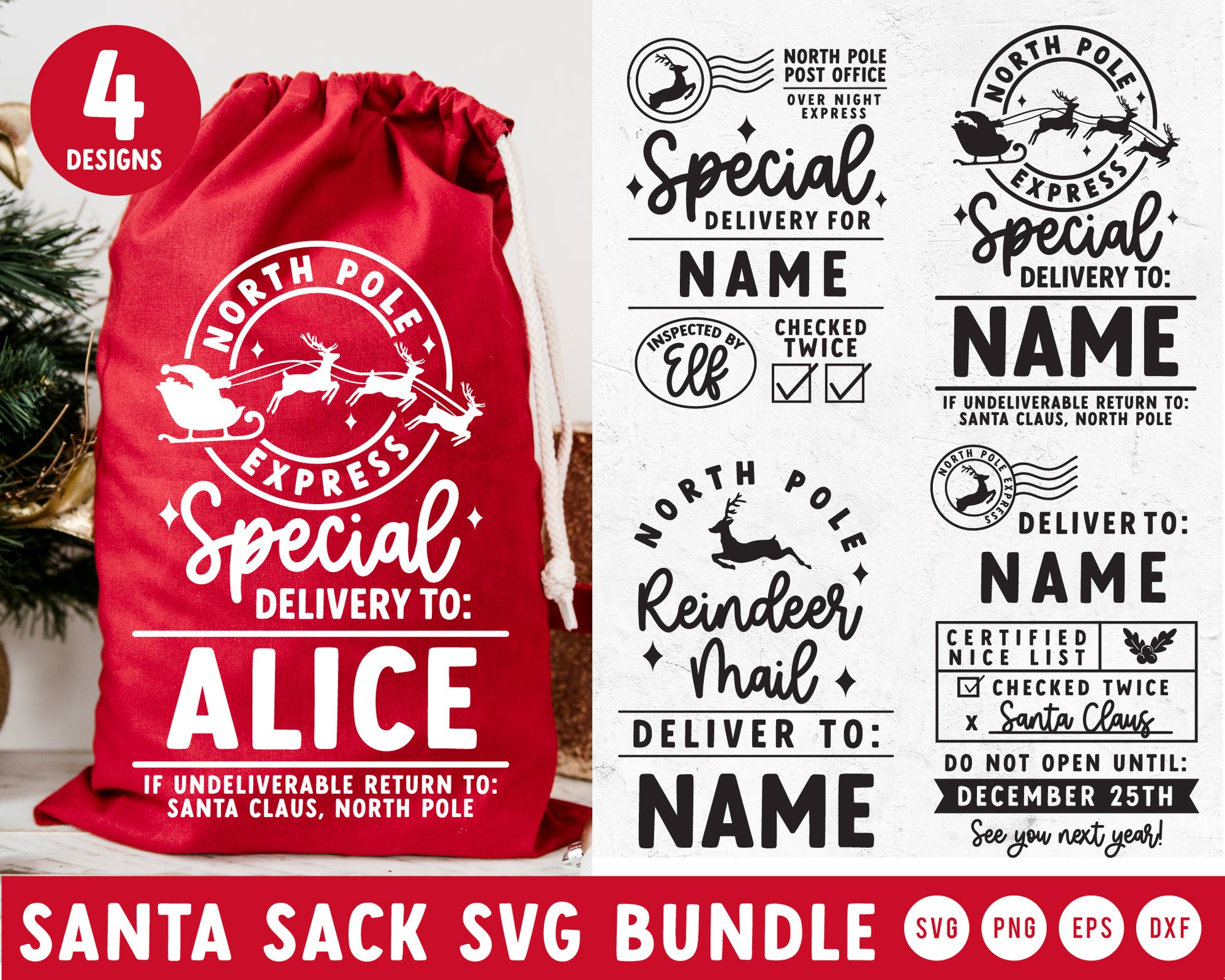 Santa Sack Making SVG Mini Bundle, Thick Font Version