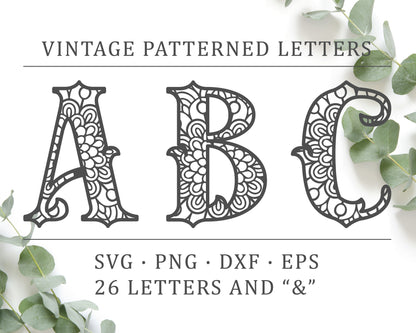 Vintage Zentangle Monogram SVG For Cricut, Cameo Silhouette – Caluya Design