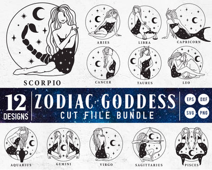 Zodiac Goddess SVG Bundle