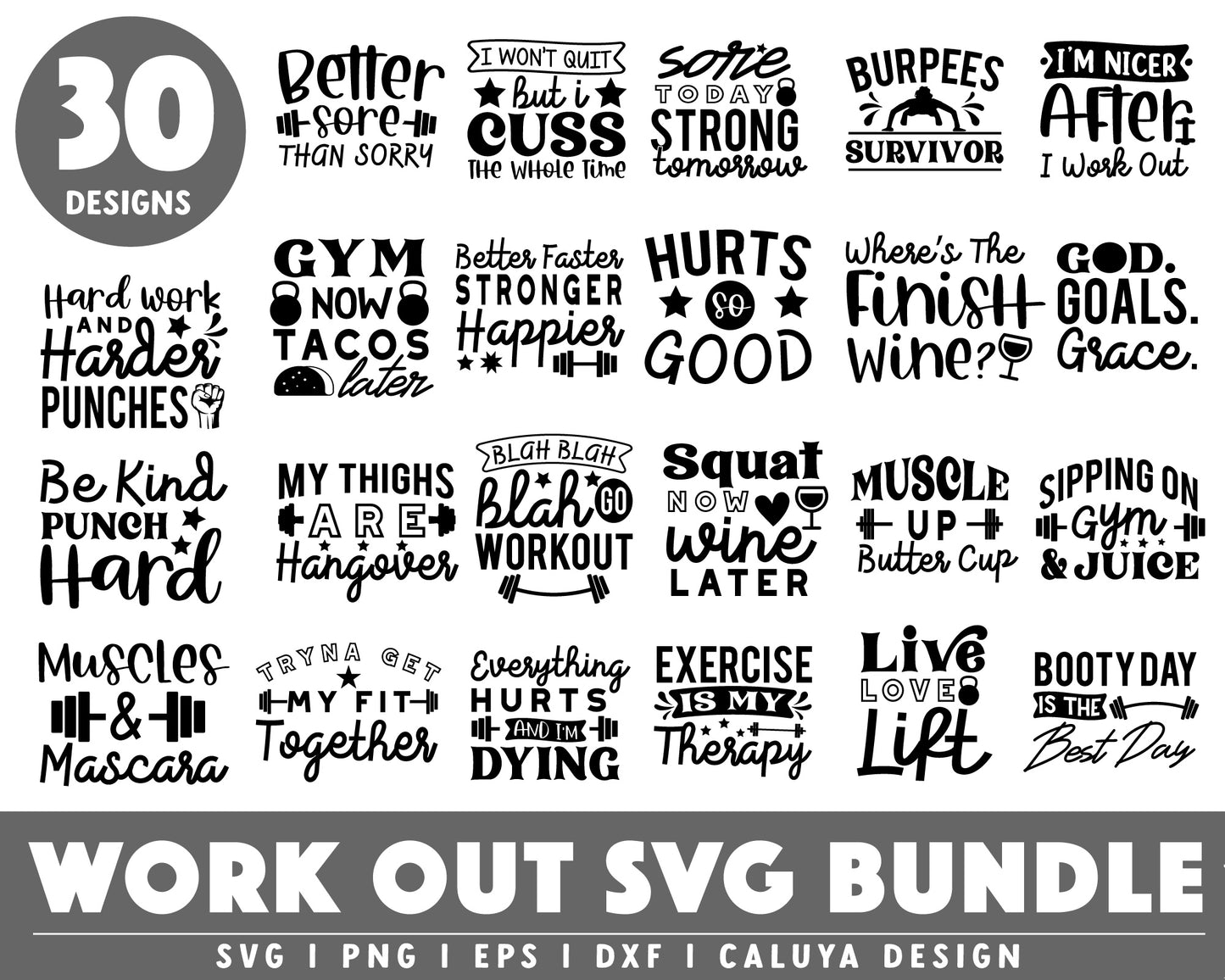 Workout Quote SVG Bundle | Gym Quote SVG | Fitness SVG