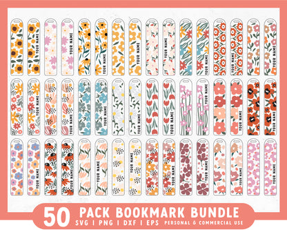 Flower Garden Bookmark SVG Bundle | Bookmark Template