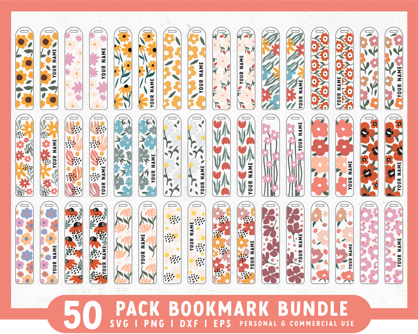 Flower Garden Bookmark SVG Bundle | Bookmark Template – Caluya Design