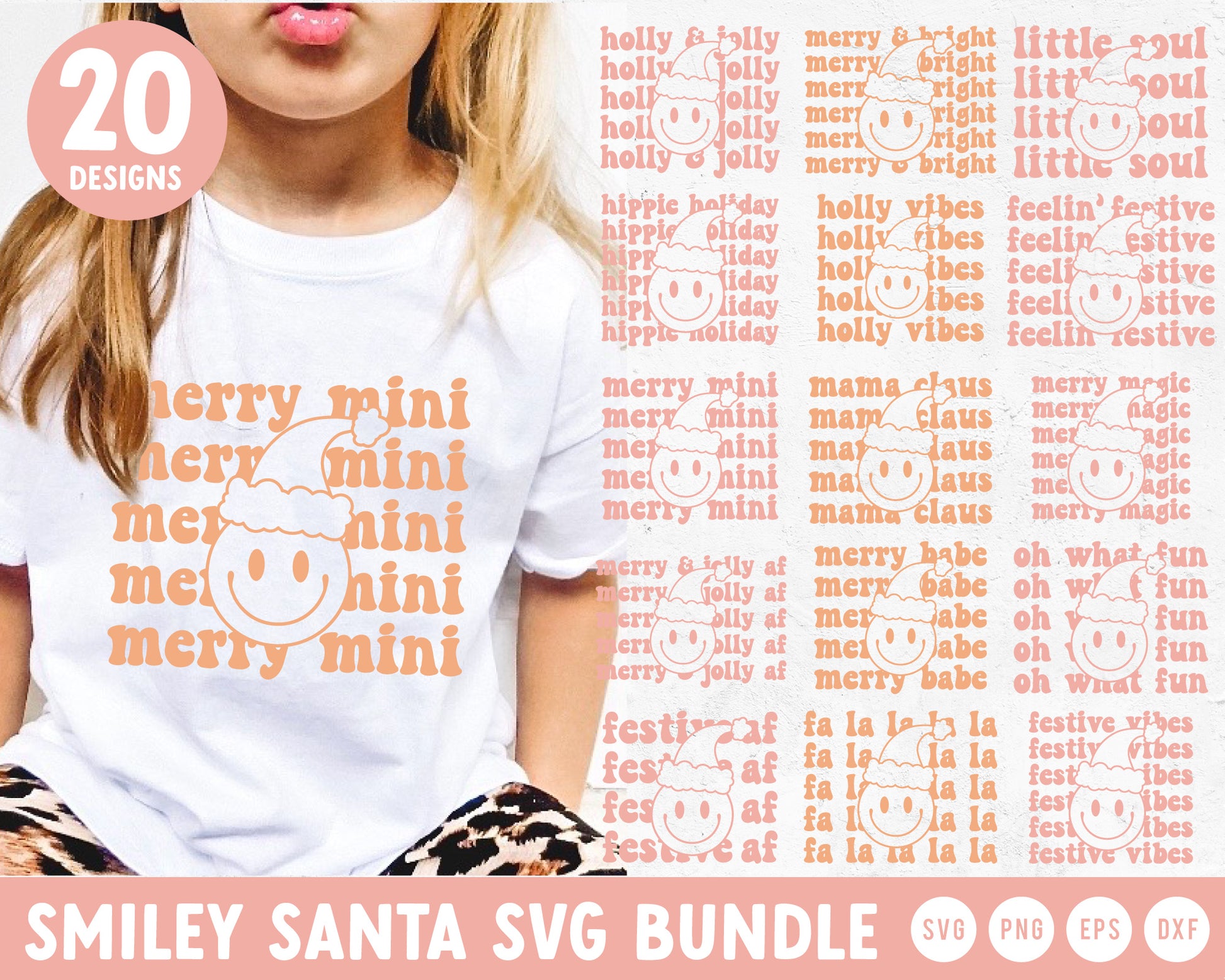 Smiley Face Santa SVG Bundle | Cut File for Cricut, Cameo Silhouette 