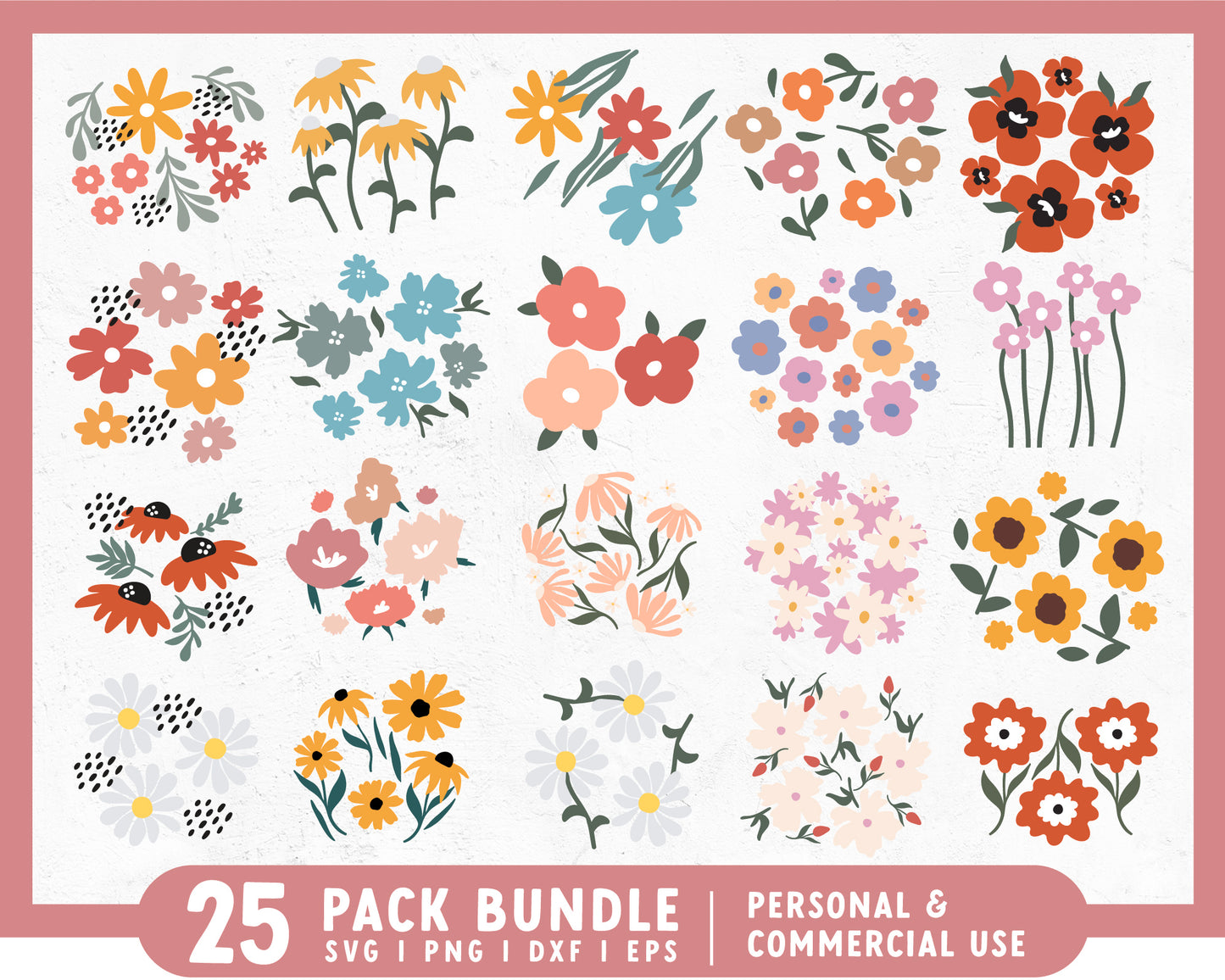 Flower Bouquet Clipart SVG Bundle | 25 Pack
