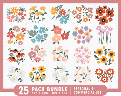 Flower Bouquet Clipart SVG Bundle | 25 Pack