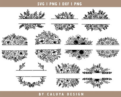 Floral Frame & Monogram SVG Bundle