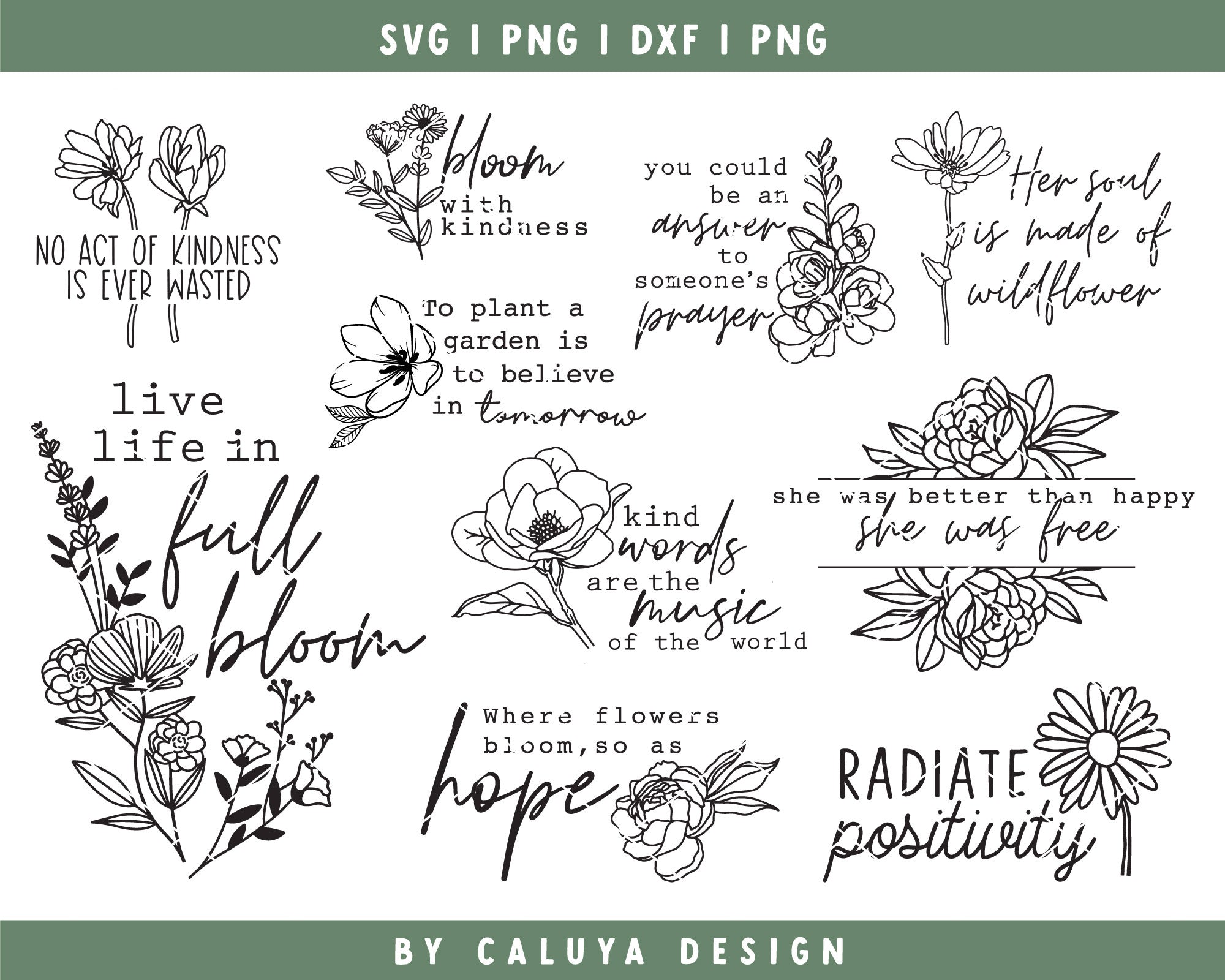 Wildflower Quote SVG Bundle | Cut File for Cricut, Cameo Silhouette ...