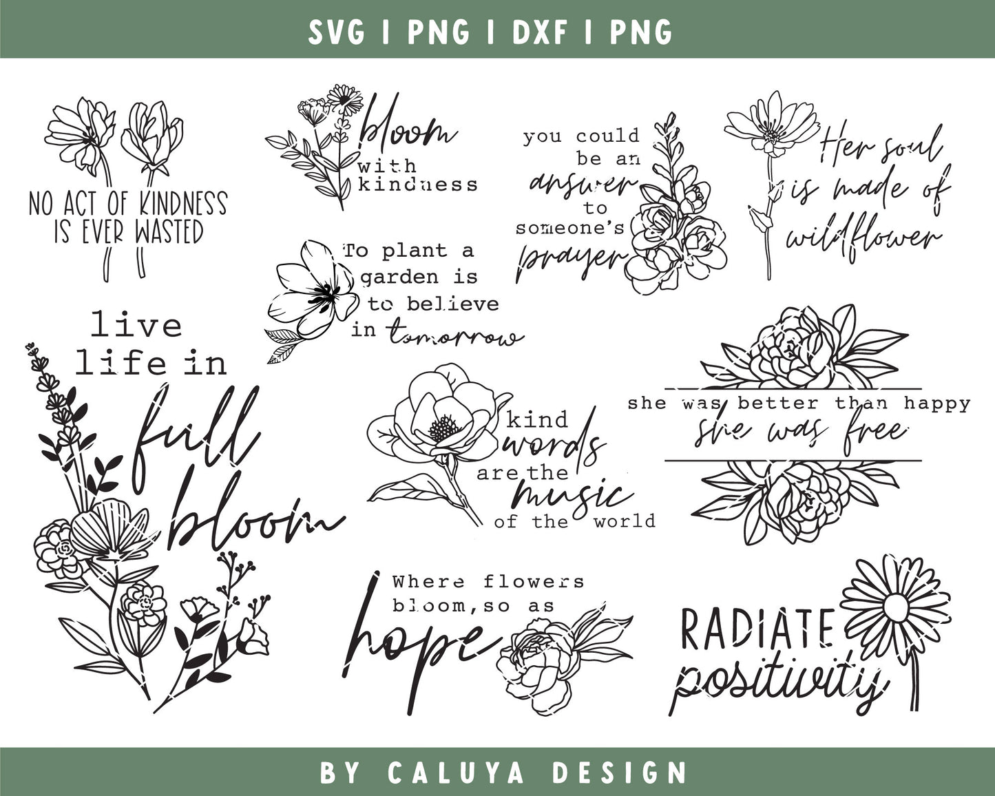 Wildflower Quote SVG Bundle | 20 Pack