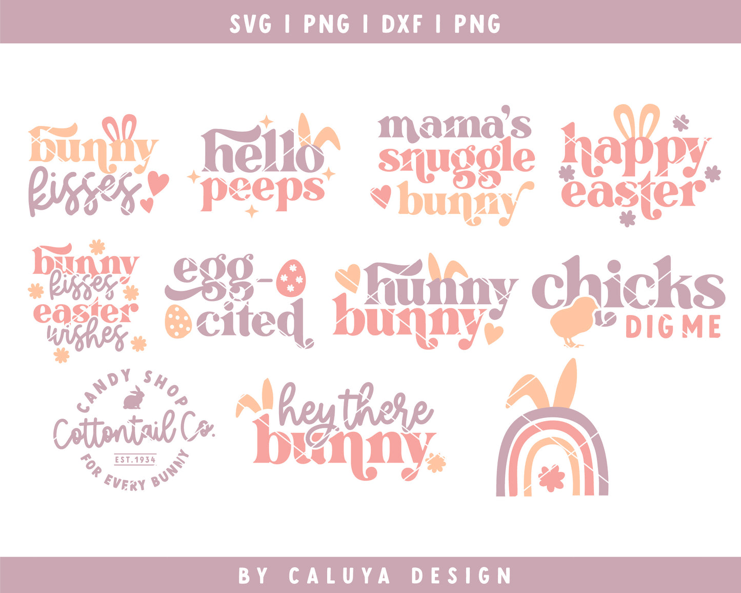 Hoppy Easter SVG Bundle, Cut File for Cricut, Cameo Silhouette | Easter SVG, Easter Bunny SVG
