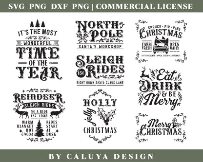 Vintage Christmas Sign Making SVG Bundle Vol.2