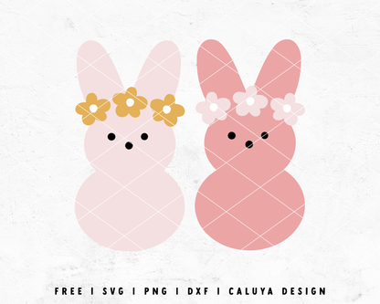FREE Floral Bunny SVG | Peeps Bunny SVG Cut File for Cricut, Cameo Silhouette | Free SVG Cut File