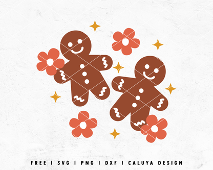 FREE Flower Gingerbread Man SVG | Retro Christmas SVG