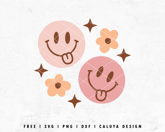 FREE Groovy Smiley Face SVG | Hippie Flower SVG Cut File for Cricut, Cameo Silhouette | Free SVG Cut File