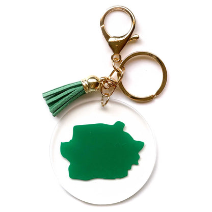 Paint Brush Printed Acrylic Keychain | Gold | Craft Blank for Cricut, Cameo Silhouette | Green