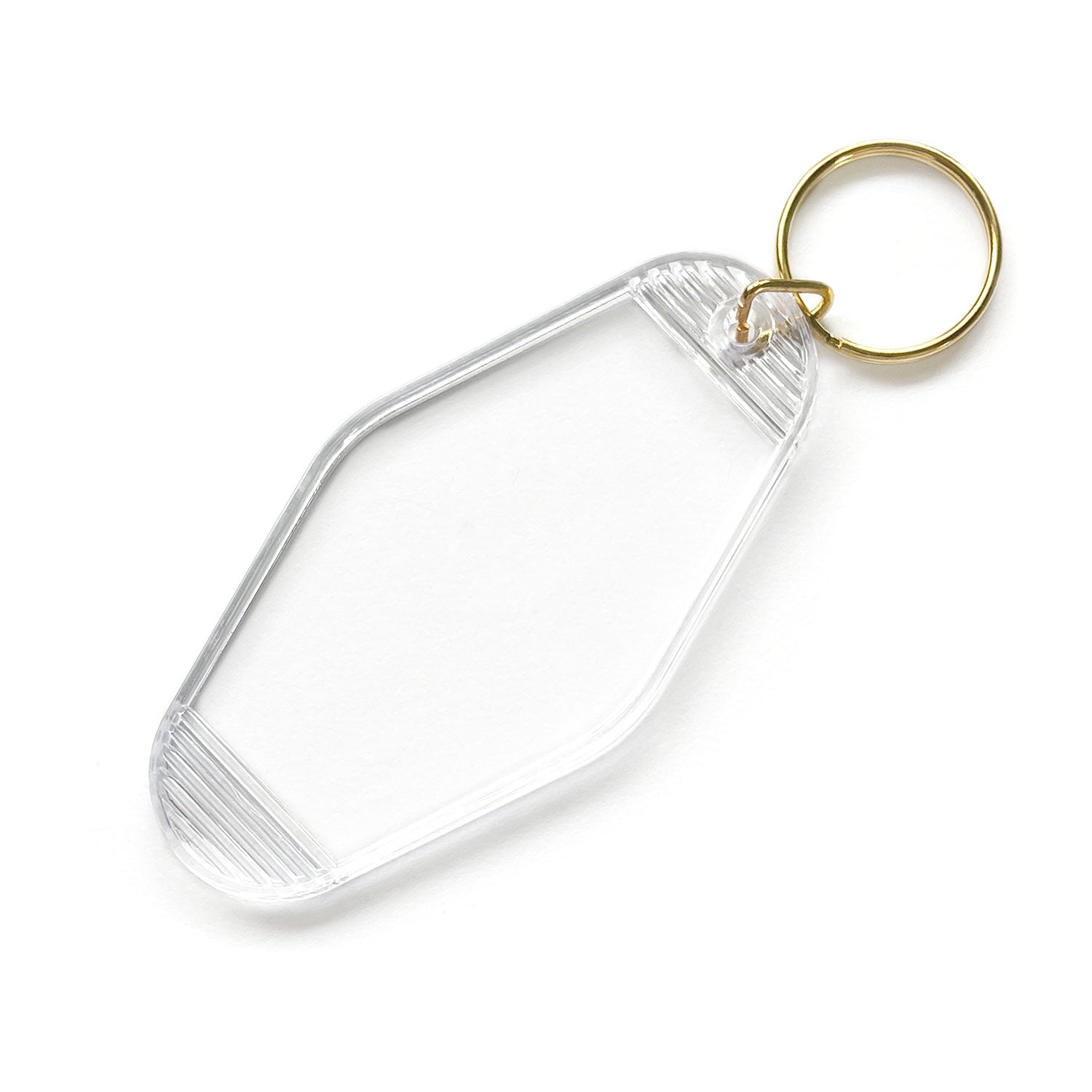Clear, transparent blank motel keychain
