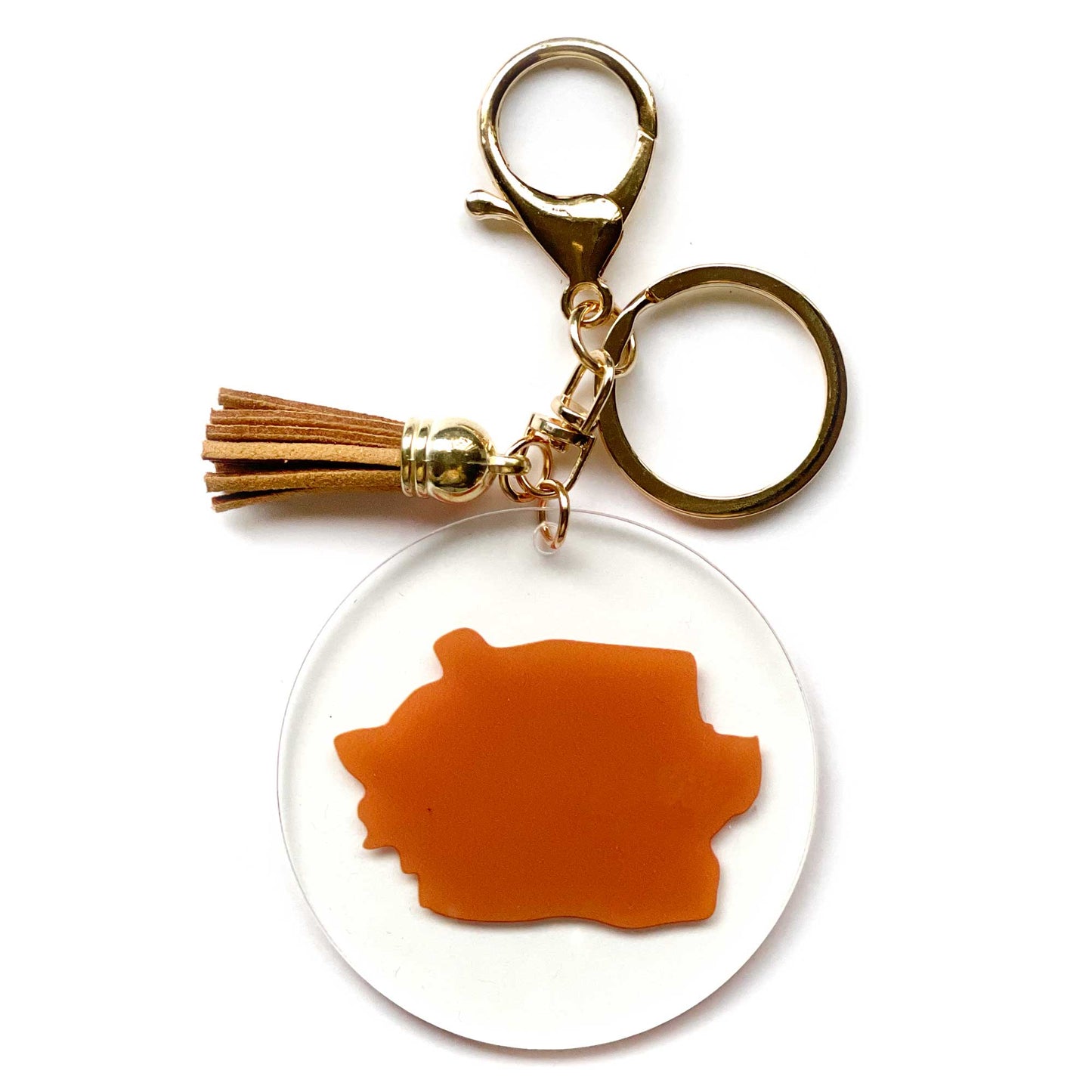 Paint Brush Printed Acrylic Keychain | Gold | Craft Blank for Cricut, Cameo Silhouette | Brown, Tan