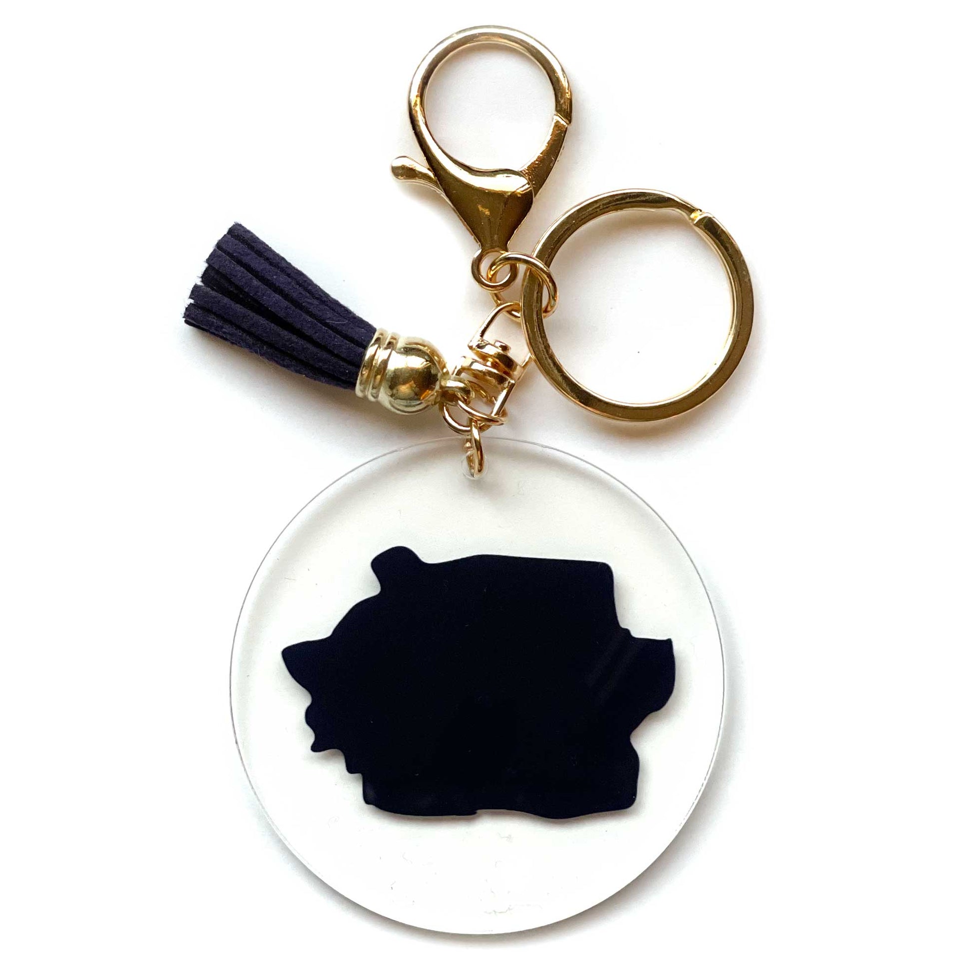 Paint Brush Printed Acrylic Keychain | Gold | Craft Blank for Cricut, Cameo Silhouette | Navy Blue