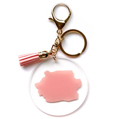 Paint Brush Printed Acrylic Keychain | Gold | Craft Blank for Cricut, Cameo Silhouette | Pink
