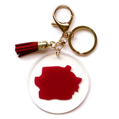 Paint Brush Printed Acrylic Keychain | Gold | Craft Blank for Cricut, Cameo Silhouette | Red