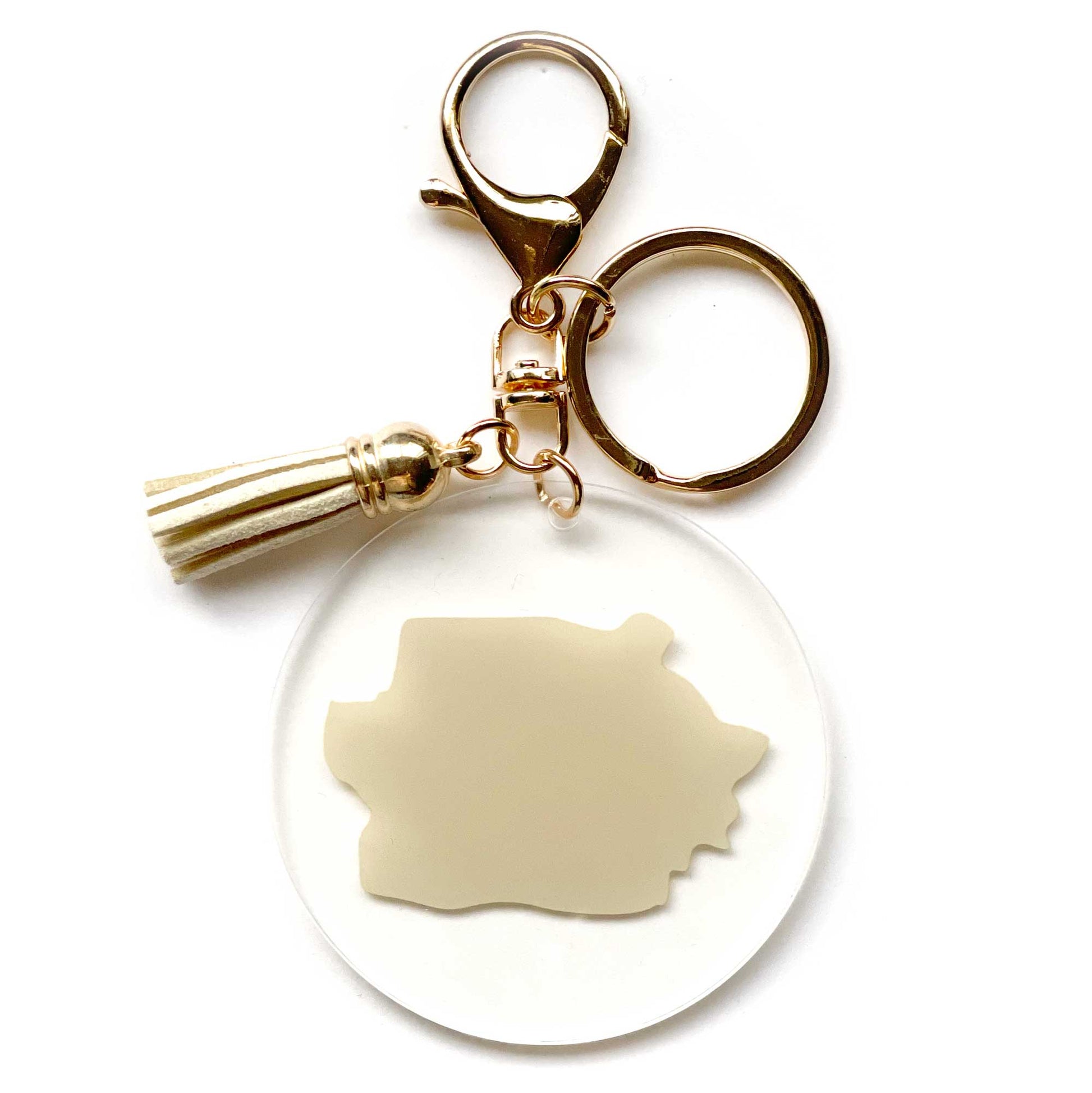 Paint Brush Printed Acrylic Keychain | Gold | Craft Blank for Cricut, Cameo Silhouette | Sand, Beige
