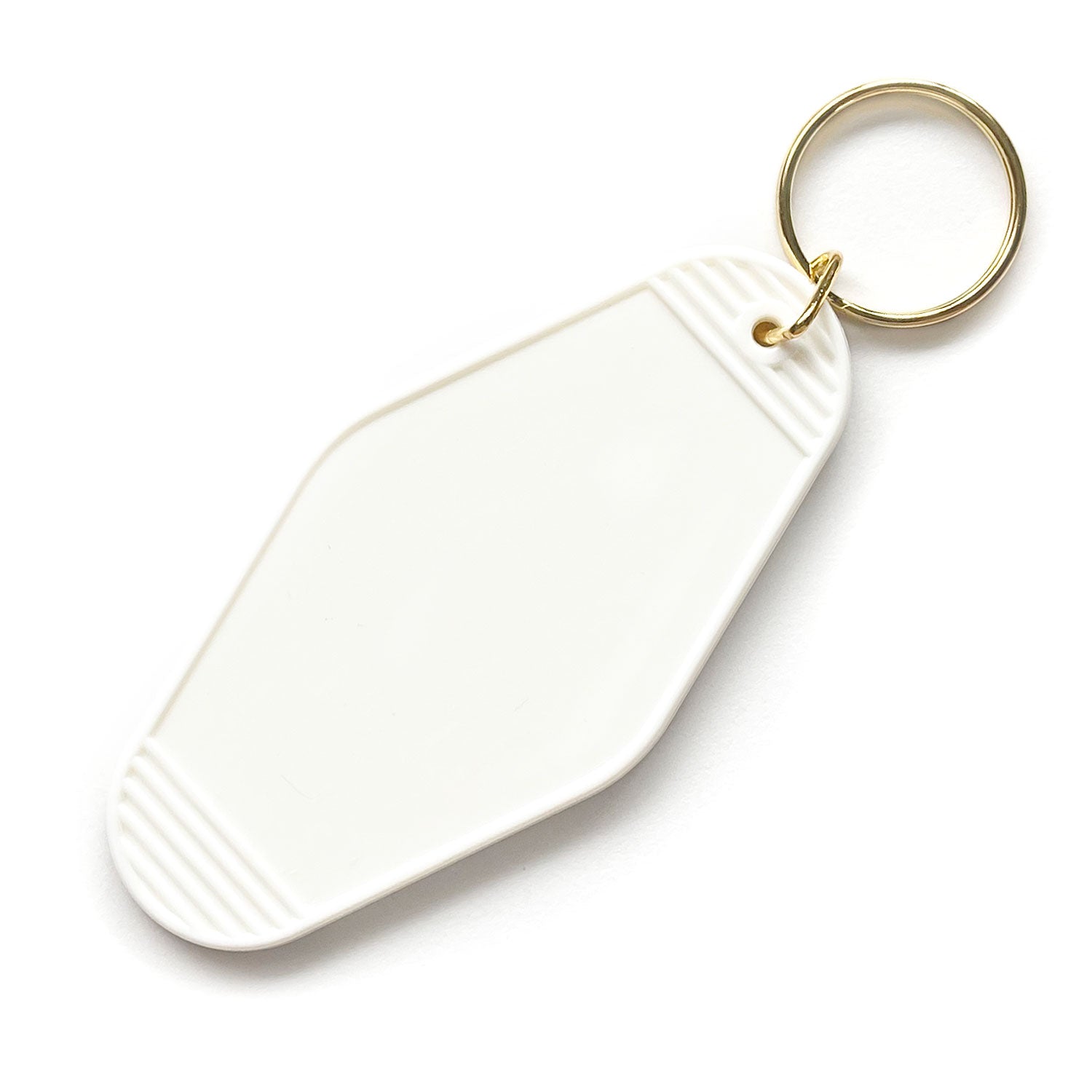 white blank motel keychain