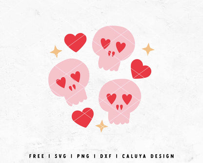 FREE Valentines Day SVG | Heart Skull SVG Cut File for Cricut, Cameo Silhouette | Free SVG Cut File