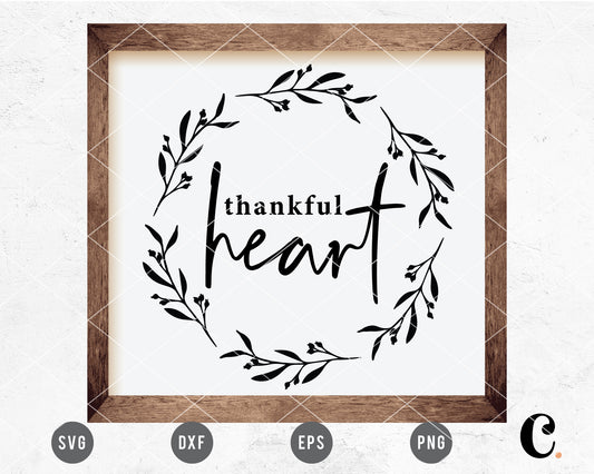 Thankful Heart Wreath SVG