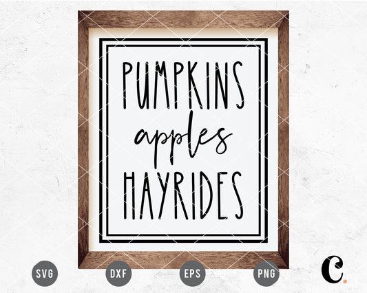 Pumpkins Apples Hayrides SVG