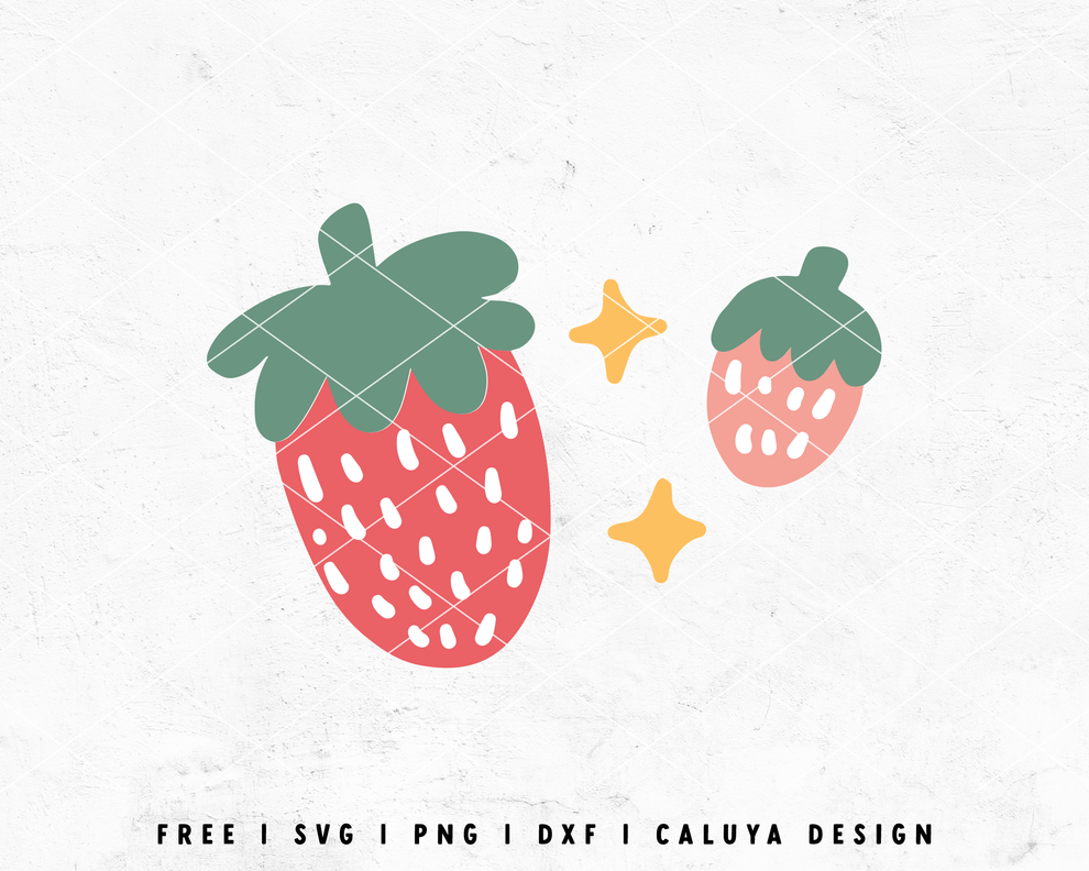 FREE Strawberry SVG | Kawaii Fruit SVG Cut File for Cricut, Cameo ...