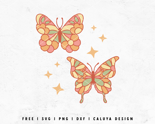 FREE Layered Butterfly SVG | Retro Butterfly SVG Cut File for Cricut, Cameo Silhouette | Free SVG Cut File