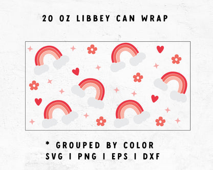 20oz Pink Heart Rainbow Libbey Can Wrap SVG