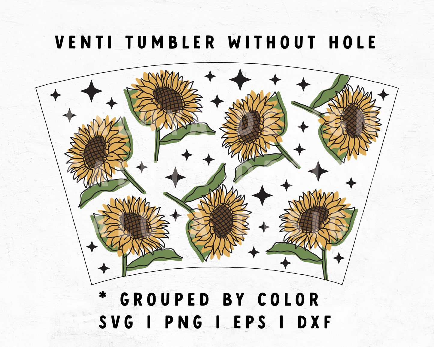 No Logo Venti Cup Wrap SVG | Retro Sunflower SVG