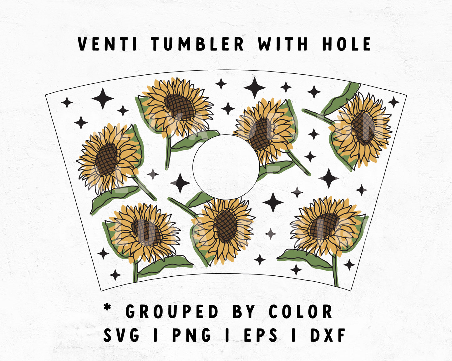 With Logo Venti Cup Wrap SVG | Retro Sunflower SVG