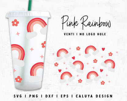 Venti Cup No Hole Wrap Pink Heart Rainbow SVG