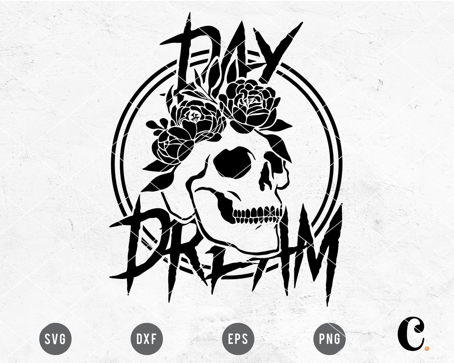 Day Dreamer Floral Skull SVG