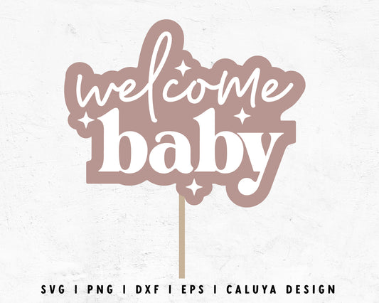 FREE Welcome Baby SVG | Cake Popper SVG Cut File for Cricut, Cameo Silhouette | Free SVG Cut File