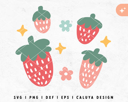 [ Premium ] Kawaii Strawberry SVG | Fruit Clipart Set
