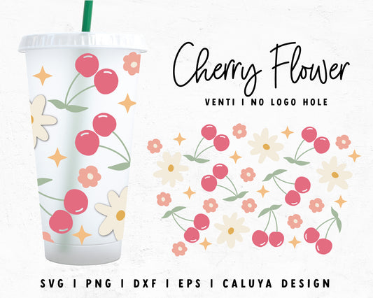 20oz Libbey Can Cup Wrap | Cute Cherry with Flowers Cut File for Cricut, Cameo Silhouette | Free SVG Cut File