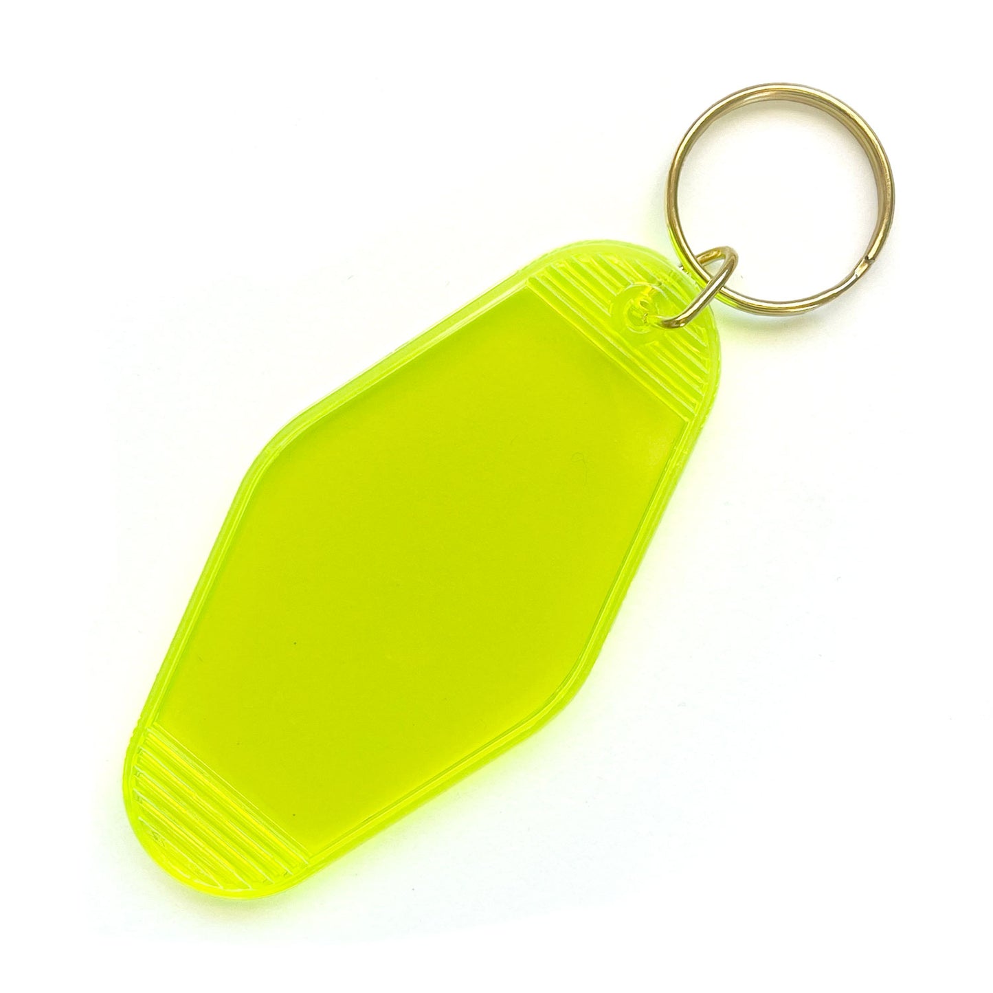 neon yellow blank motel keychain