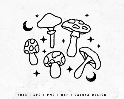 FREE Fall Mushroom SVG | Outline Version Mushroom SVG