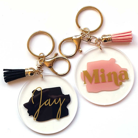 Paint Brush Printed Acrylic Keychain | Gold | Craft Blank for Cricut, Cameo Silhouette