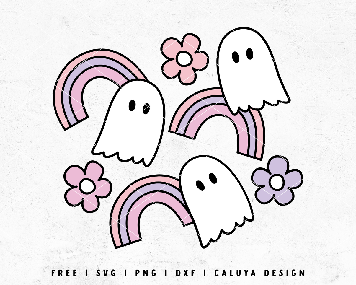 FREE Pastel Ghost SVG Rainbow Ghost SVG Cut File for Cricut, Cameo