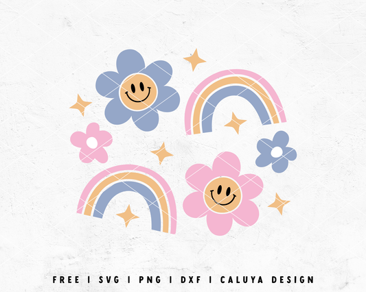 FREE Rainbow Flower SVG | Groovy Flower SVG Cut File for Cricut, Cameo Silhouette | Free SVG Cut File