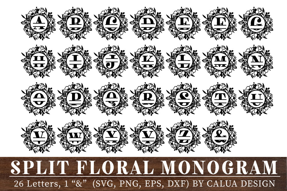 Botanical Split Monogram SVG Bundle