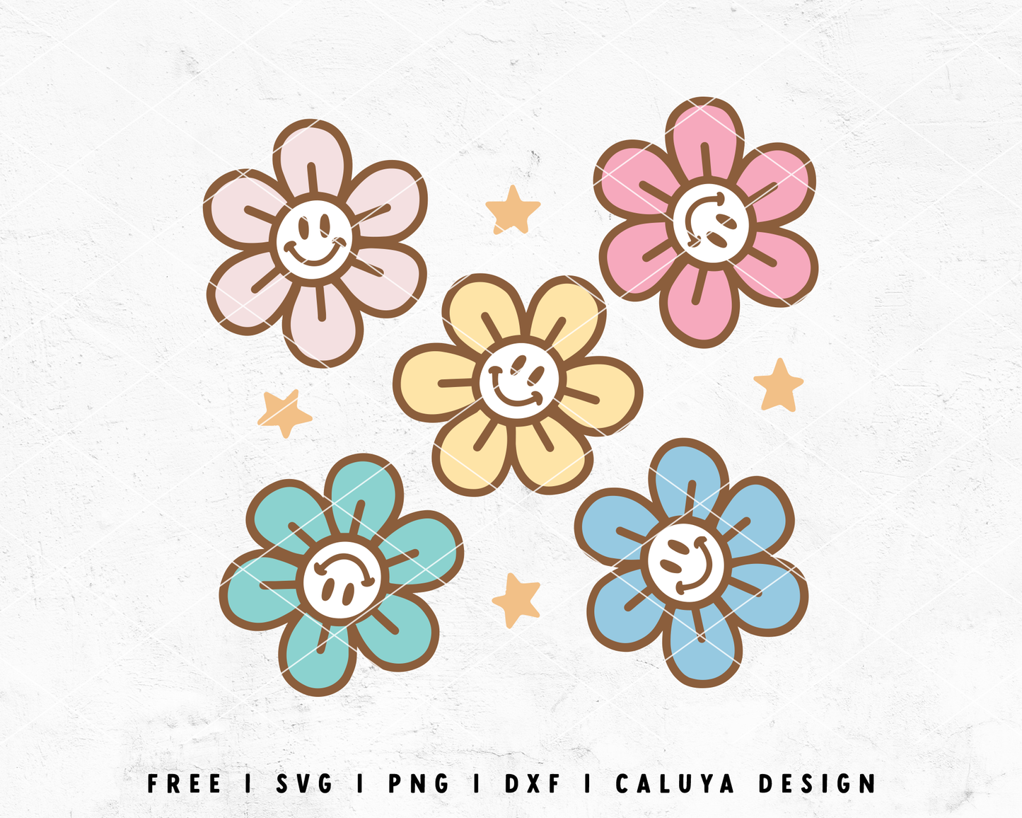 FREE Flower Smiley Face SVG | Groovy SVG Cut File for Cricut, Cameo Silhouette | Free SVG Cut File